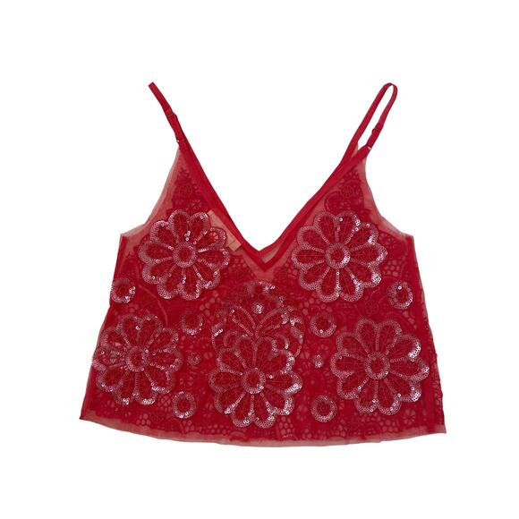 NWOT By Anthropologie Sequin Floral Cami - Pink - Size XS/S - Picture 4 of 7